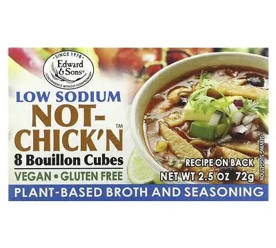 Edward & Son's Low Sodium Vegan Chicken Bouillon Cubes - Vegan Broth Cubes, Gluten Free, No Trans Fat, Use in Soups, Stews and Pilafs (8 Cubes of Each) - Pack of 12