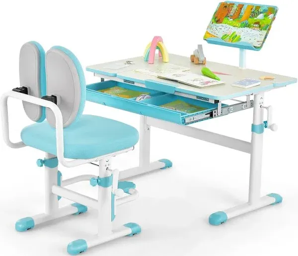 Costway Height-Adjustable Kids Desk and Chair Set