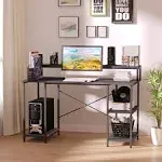 HOMCOM 55 Inch Home Office Computer Desk Study Writing Workstation with Storage Shelves, Elevated Monitor Shelf, CPU Stand, Durable X-Shaped Construction, Oak Wood Grain