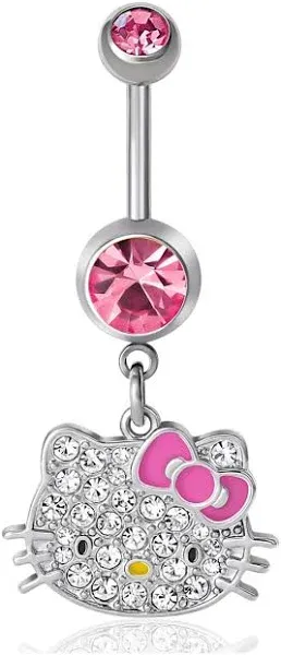 Hello Kitty Womens Sanrio 14G Stainless Steel Belly Button Ring