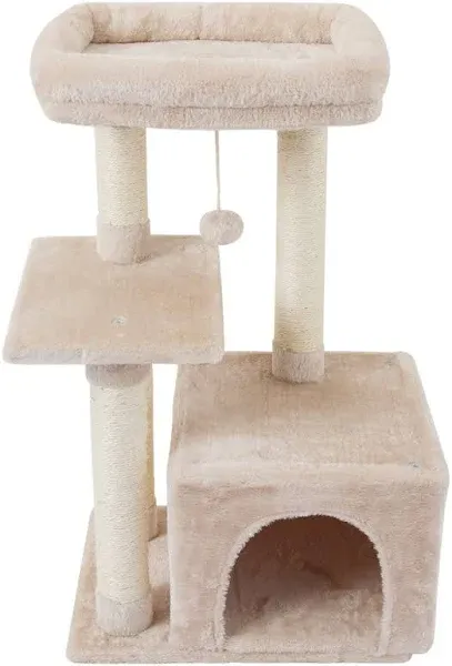 FISH&NAP Cute Cat Tree Kitten Cat Tower for Indoor Cat Condo Sisal Scratching Posts with Jump Platform Cat Furniture Activity Center Play House Beige