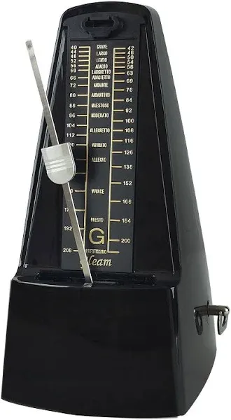 GLEAM Metronome - Mechanical Spring Power with Free Bag for Piano Guitar Violin Drums and Other Instruments Loud Sound Black