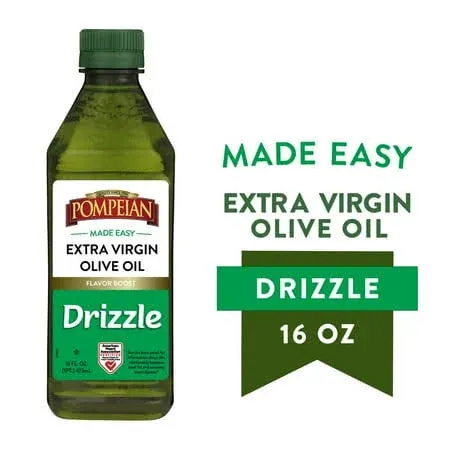 Pompeian Made Easy Drizzle Extra Virgin Olive Oil, Flavor Boost, Perfect for Boosting the Flavor of Salads and Vegetables, American Heart Association Certified, Non-Allergenic, Non-GMO, 16 Fl Oz (Pack of 1)