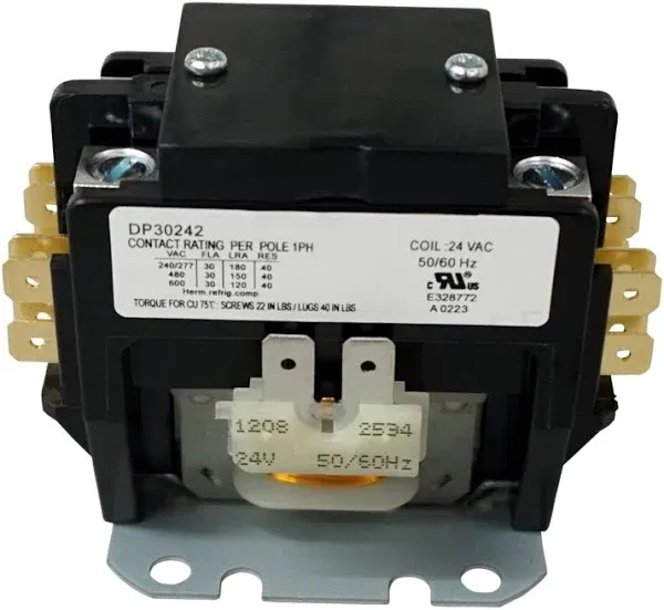 2-Pole Definite Purpose Contactor, 40A, 30FLA, 24V, 50/60Hz, DP30242