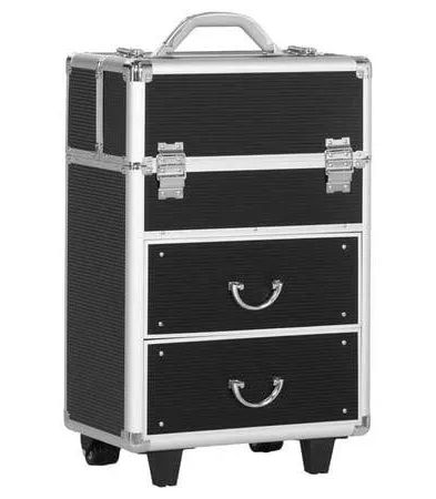 HOMCOM Rolling Makeup Train Case Cosmetic Trolley and