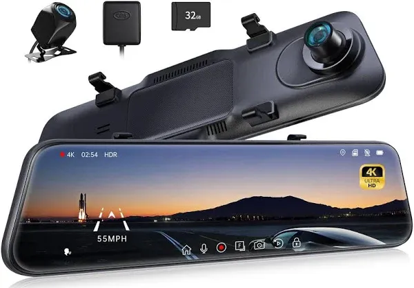 P12 Pro 4K Mirror Dash Cam