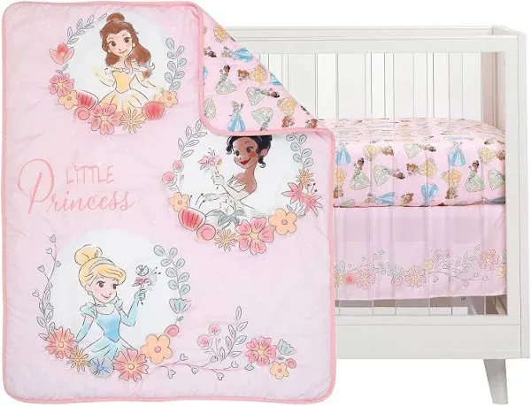 Lambs & Ivy (LAMCR) Disney Princesses Nursery Baby Crib Bedding Set, Pink, 3 Count