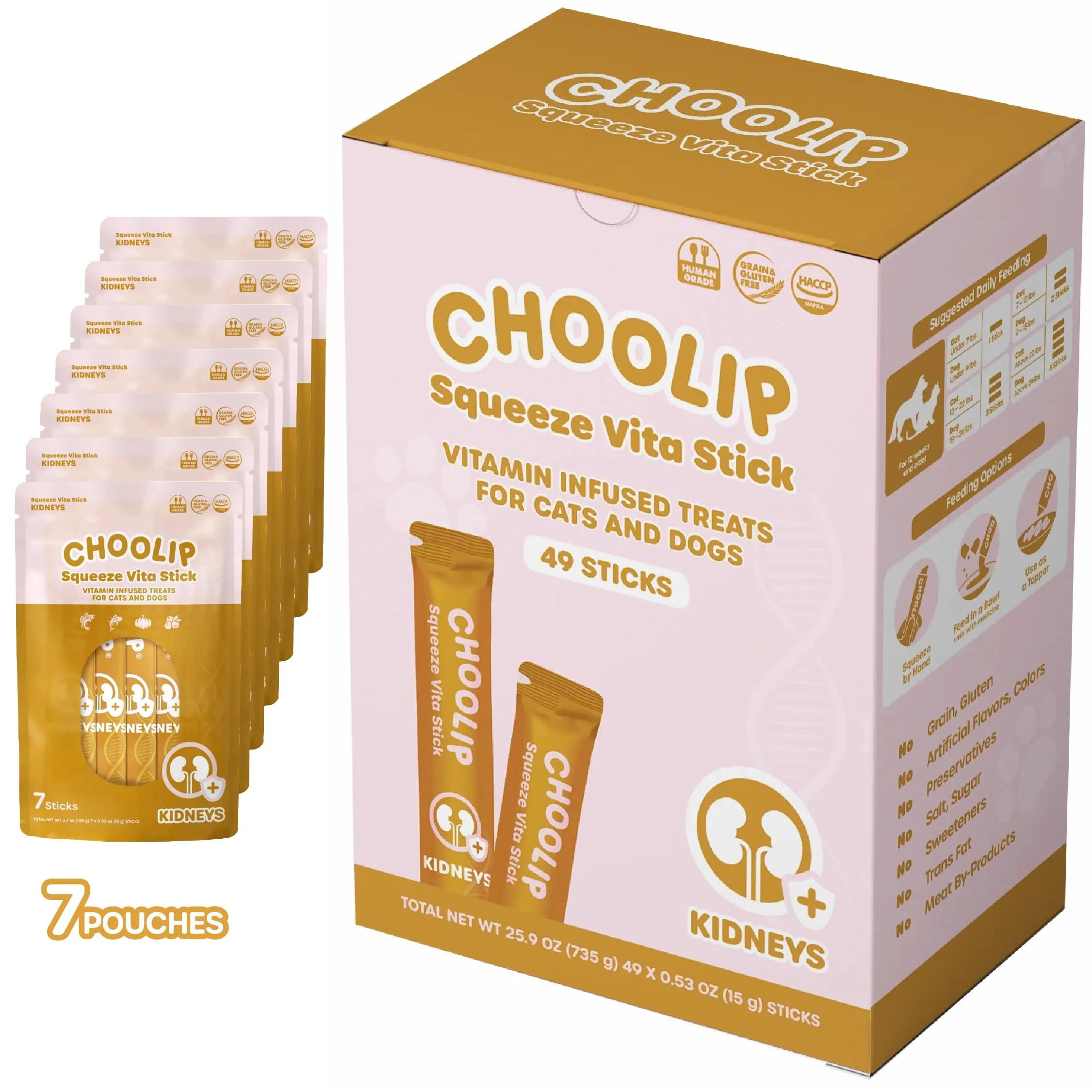 Choolips Squeeze Vita Stick Kidneys Cat and Dog Treat