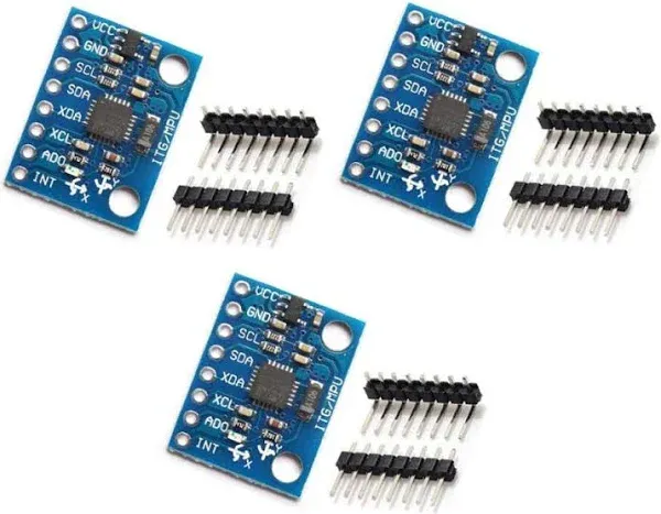 HiLetgo 3pcs GY-521 MPU-6050 MPU6050 3 axis Accelerometer Gyroscope Module 6 DOF 6-axis Accelerometer Gyroscope Sensor Module 16 Bit AD Converter