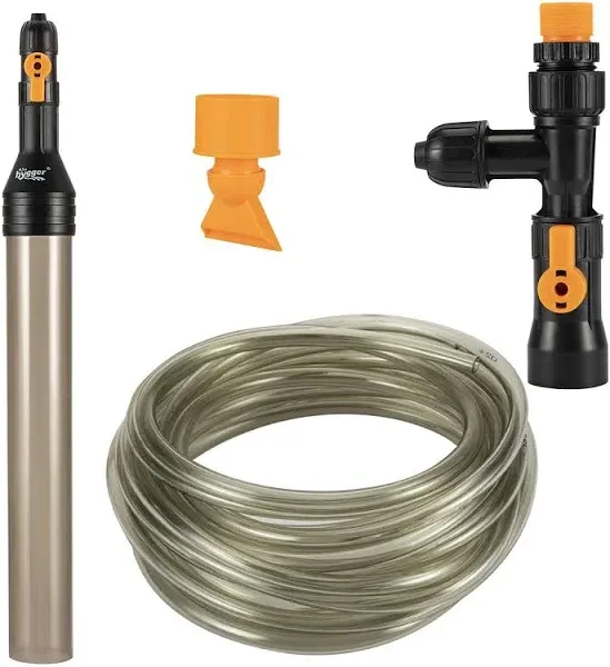 hygger Bucket-Free Aquarium Water Change Kit Metal Faucet Connector Fish Tank Vacuum Siphon Gravel Cleaner with Long Hose 49FT Drain & Fill