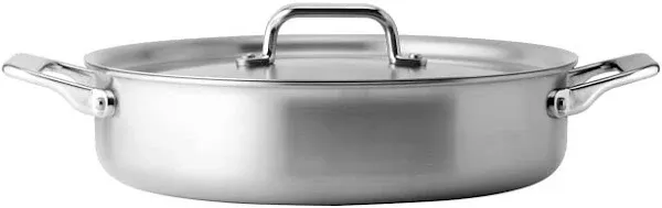 Misen 6 Quart Stainless Steel Rondeau Pot with Lid - 5-Ply Steel Braiser Pan with Handles