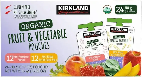 Kirkland Signature Organic Fruit & Vegetable Pouches (76.08 lbs, 24 ct)