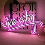 Vice City Neon Sign Pink Led Sign for Bedroom Wall Decor USB Powered Letter Neon