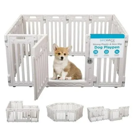 BIRDROCK HOME Dog Playpen w/Door 12 Panel 25.6in H Strong Plastic