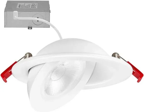 4 in. Adjustable Slim Recessed LED Floating Gimbal Downlight, 900 Lumens, 5 CCT Color Selectable 2700K-5000K