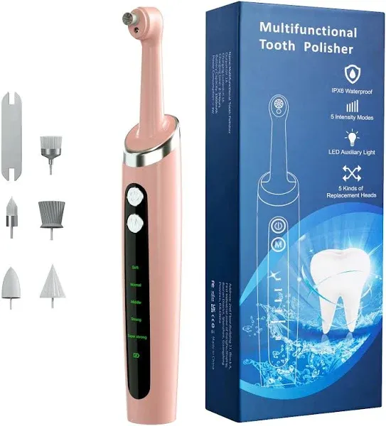 Hitoth Tooth Polisher Electric Professional,Calculus Remover for Teeth with 5 Replacement Heads and Clean Mode