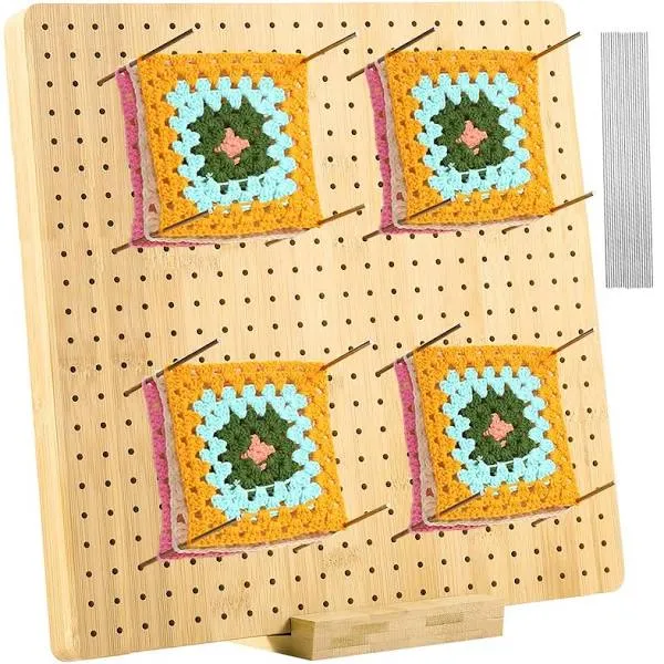 11.8 Inches Blocking Board for Crocheting - Handcrafted Rubber Wooden Board f...