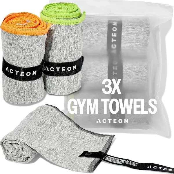 Acteon New Microfiber Quick Dry Gym Towel Silver ION Odor-Free Mega Absorbent Fiber