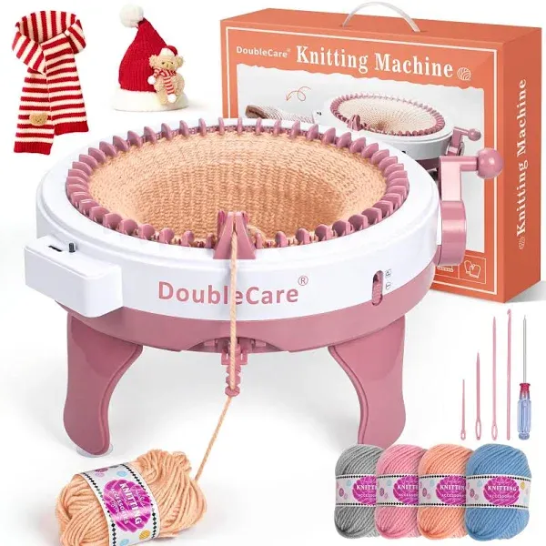 Knitting Machine 48 Needles,Smart Loom Knitting Machine with Row Counter,Knitting Board Rotating Double Knit Loom Machine for Adults/Kids Gift,DIY Knit Scarf Hat Sock(with Wool)