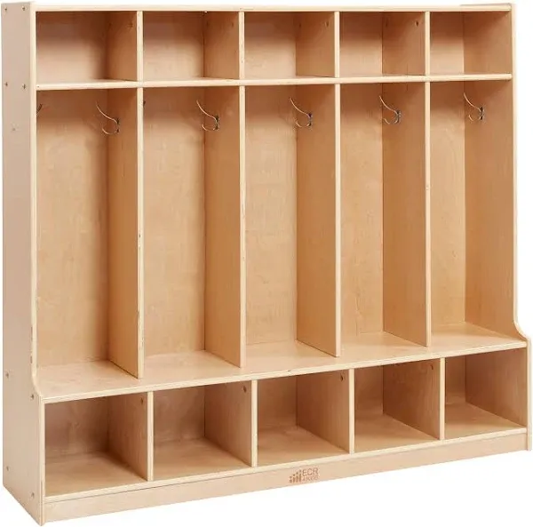 Ecr4kids 5 Section Coat Locker with Bench - Birch