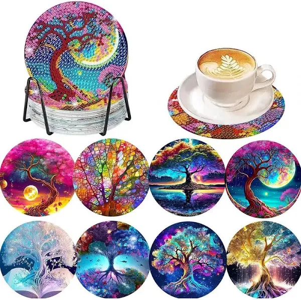 8 Pcs Diamond Painting Coasters Kits