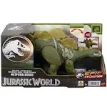 Mattel Jurassic World Wild Roar Dinosaur Toy with Sound & Attack Move, Hesperosaurus Posable Action Figure Includes Digital Play, 11 inches Long