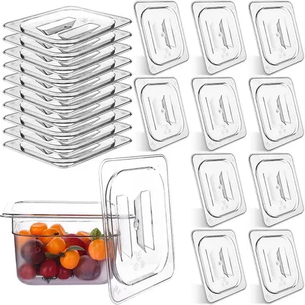 Droutti 10 Pack 1/6 Size Clear Food Pan Lids