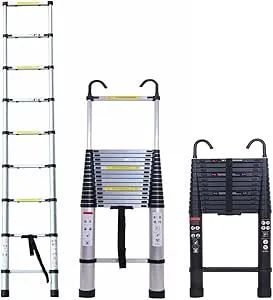 Telescoping Ladder 12.5FT Aluminum Alloy Folding Portable Multi-Purpose Indoor Outdoor Work 