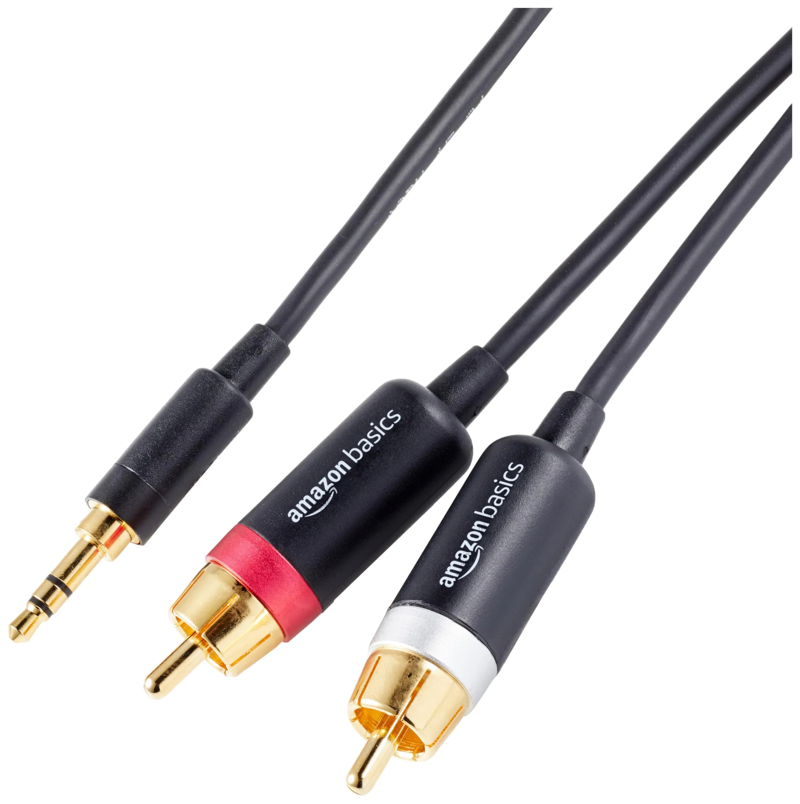 Amazon Basics 3.5mm Stereo Aux to 2 x RCA Audio Cable Adapters, 4 Feet, Black 