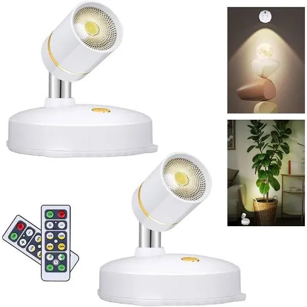 Leastyle Wireless Spot Lights Battery Operated Picture Lights Mini Accent Lights Indoor Dimmable LED Spotlight with Remote Stick on Anywhere Rotatable