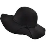 Haute Edition Women's Felt Wool Blend Floppy Hat - Black