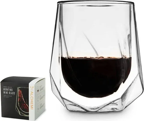 Alchemi Aerating Wine Tasting Glass by Viski New In Box Double Walled