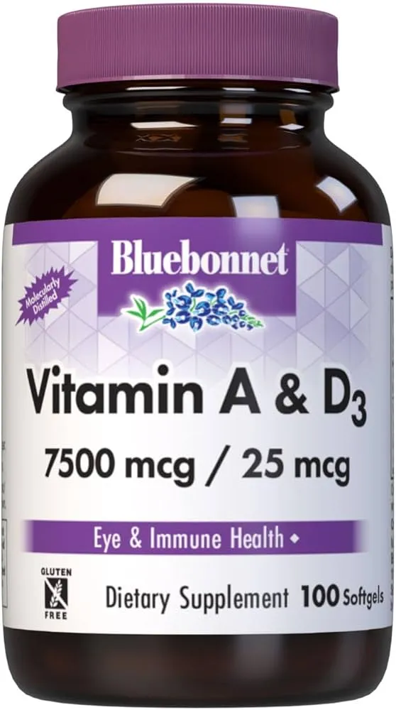 Bluebonnet, Vitamin A & D3, 100 Softgels