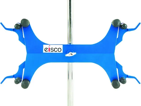 EISCO Double Sided Butterfly Style Burette/Tube Clamp - High Strength Alloy - Spring Loaded Jaws - 7/8" Width Capacity, Holds Burettes up to 100mL - Fits Max 16mm Dia. Rods