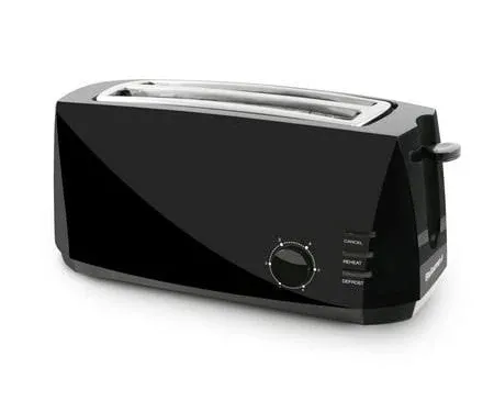 Elite Gourmet - 4 Slice Long Slot Cool Touch Toaster - Black