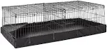 Amazon Basics Leakproof Canvas Bottom Guinea Pig Pet Cage with Divider Set, Black, 47.6"L x 24.2"W x 14.0"H