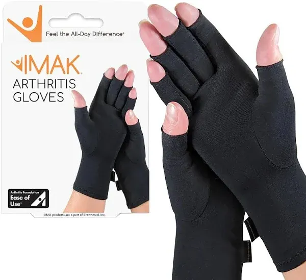 Brownmed - IMAK Compression Arthritis Gloves - Compression Gloves for Arthritis & Joint Pain Support - Men's & Women's Fingerless Gloves to Support Circulation