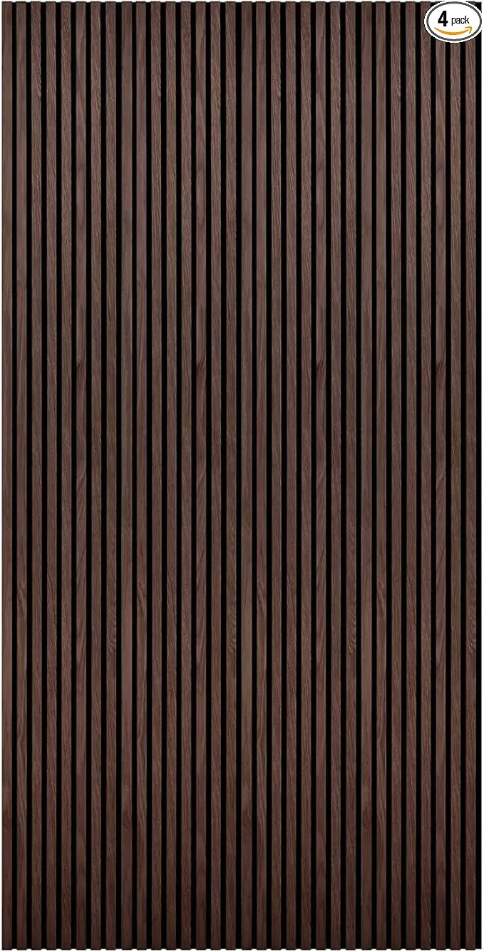 Wood Panels for Wall - Oak Acoustic Wall Panels - 4PK Wall Wood Panels - 94.49” x 12 - Soundproof Wood Wall Panels for Decor - Acoustic Slat Wood Wall Panels for Interior Decoration of Walls (Walnut)