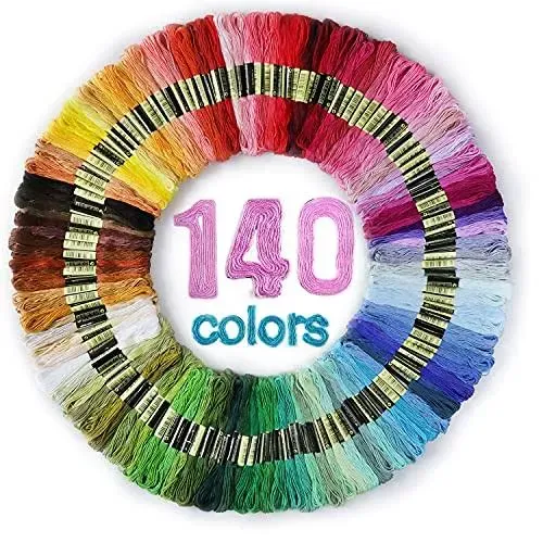 LOVIMAG Premium Rainbow Color Embroidery Floss 140 Skeins Per Pack with Cotton for Cross Stitch Threads