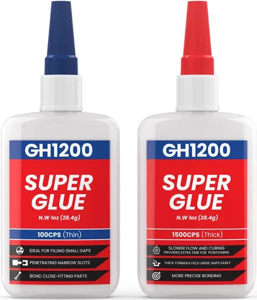 Gh1200 57 Grams 100/1500 Cps Super Glue All Purpose With Anti Clog Cap. Ca Glue