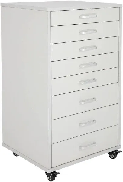 Medical Dental Assistant's Mobile Cabinet Alabama Cart Utility Cart 7 Drawer with Handle, Easy to Pull Out and Push Back. White