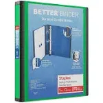 Staples 827602 Better 1-Inch D 3-Ring View Binder Green (19063)