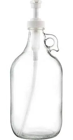 Half Gallon Glass Pump Dispenser Bottle, Large Jug with Pump for Laundry Soap Dispenser, Liquid Detergent, Fabric Softener, Syrup Pump - 64 oz Capacity - by Kitchentoolz