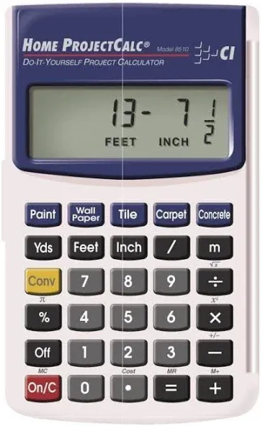 Calculated Industries 8510 Home ProjectCalc Do-It-Yourselfers Feet-Inch-Fraction Project Calculator | Dedicated Keys for Estimating Material Quantities and Costs for Home Handymen and DIYs , White Small