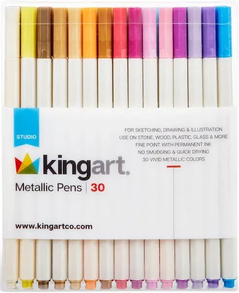 KINGART Studio Vivid Colors Fine Point Metallic Pens