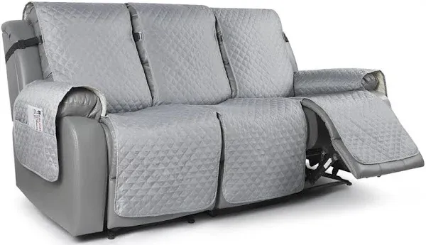 TAOCOCO Recliner Sofa Slipcover Couch Covers for 3 Cushion Couch, Pet Sofa Cover for 3 Seat Recliner Sofa, Washable Reclining Furniture Protector with Elastic Straps(3 Seater, Light Gray)