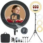 2023 Upgrade MOUNTDOG 18" Ring Light Kit 55W Bluetooth LED Ringlight Lighting with Tripod Stand Dimmable 3200K/5500K YouTube Circle Lighting Ringlights for Makeup Video Photography Blogging Portrait