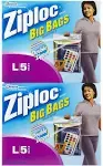 Ziploc Big Bag Large Double Zipper - 5 ct - 2 PK