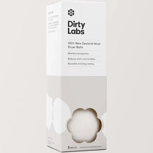 Dirty Labs | 100% New Zealand Wool Dryer Balls | 3 Balls | Shorten Drying Time | Reduce Static & Wrinkles | Dryer Sheet & Fabric Softener Alternative