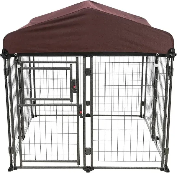 TRIXIE Dog Kennel 50-Lb Outdoor Medium Deluxe Powder-Coated Steel Black W/ Cover